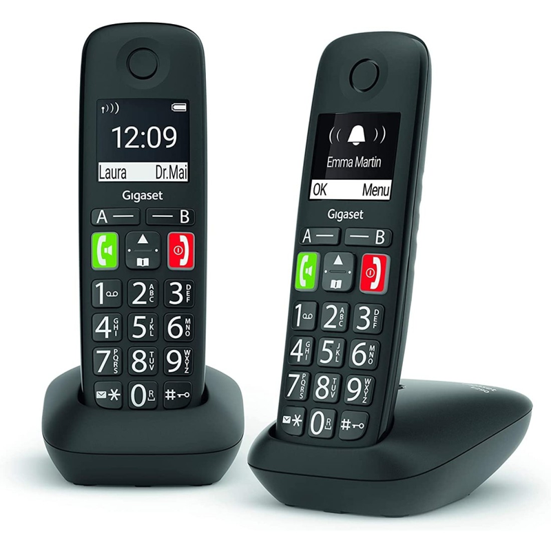 GIGASET TELEFONO DECT E290 TECLAS GRANDES BLACK DUO